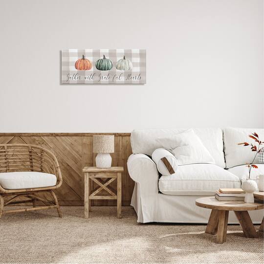 Stupell Industries Tartan Gather Fall Phrase Canvas Wall Art
